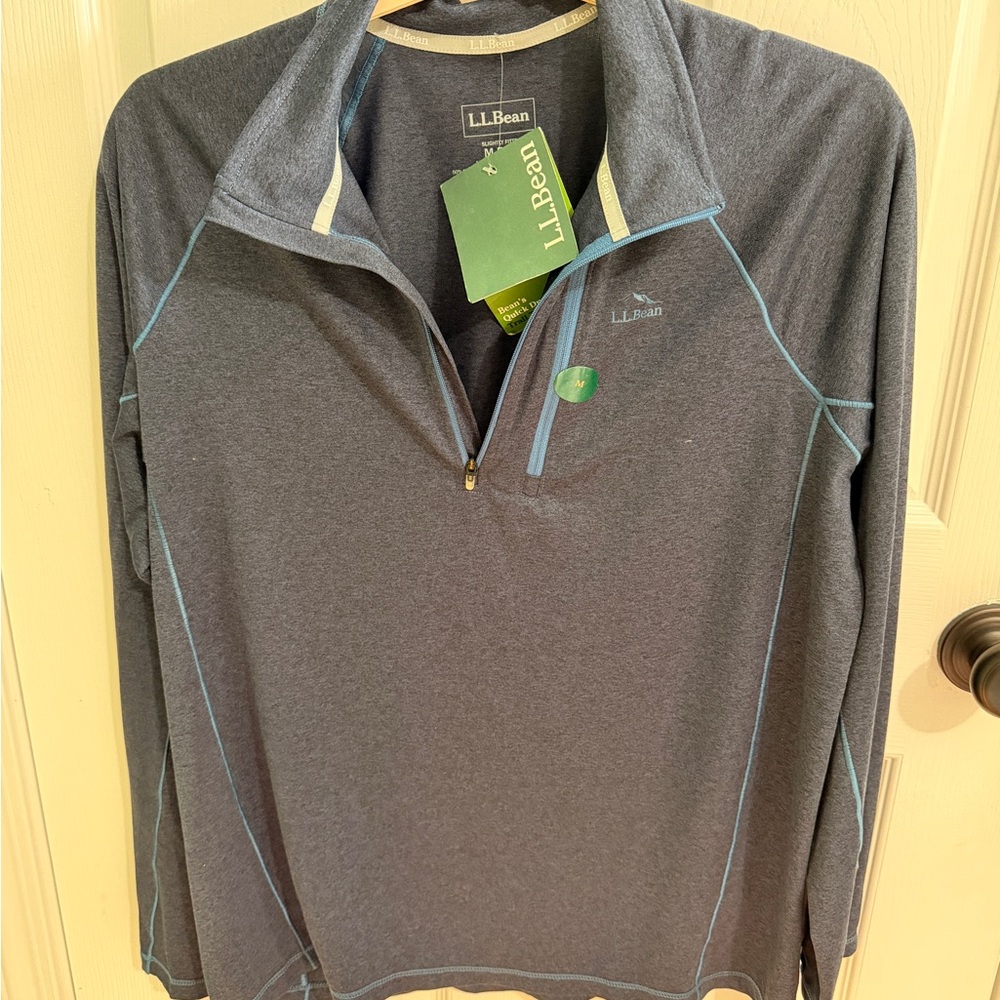 L.L. Bean Men's Heathered Blue Zip-Up Sweater